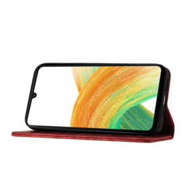 BookCover Hoes Etui voor Samsung Galaxy A56 - A36  -  Vlinders en Kat  - Rood  - Reliëf