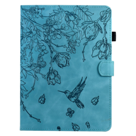 Luxe Bescherm-Etui Hoes Map voor Samsung Galaxy Tab A9 Plus  - 11    "Kolibrie"   Turquoise