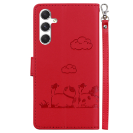 BookCover Hoes Etui voor Samsung Galaxy S24  FE -  Rood  -  Cartoon Cats - Kat - Reliëf