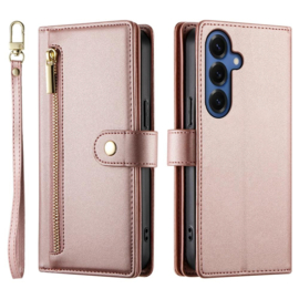 Luxe Portemonnee - Etui  Hoes Tas voor Samsung Galaxy S26   - Met Schouder - Draagkoord -  Roze