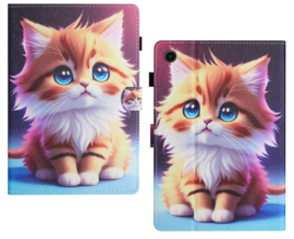 Luxe Bescherm-Etui Hoes Map voor Samsung Galaxy Tab A9 Plus - 11    "Cute Cat"