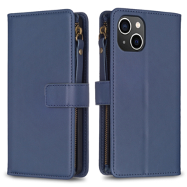 9 Pas - Portemonnee Etui Hoes voor iPhone 15    -    Blauw