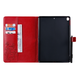 Luxe Bescherm-Etui Map voor iPad 10.2 - iPad Air 10.5  - "Vlinder"  Rood