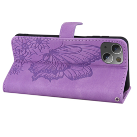 BookCover Hoes Etui voor iPhone 15      Vlinder    -  Paars  *2