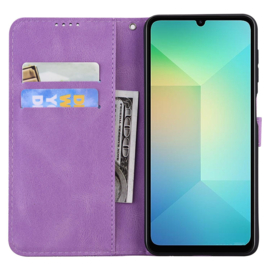 BoekCover Etui Hoes voor Samsung Galaxy A06 - A07  -  Paars -  Vlinder  - Reliëf