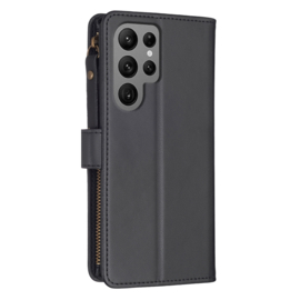 9 Pas - Luxe BookCover Wallet Etui voor Samsung Galaxy S23 ULTRA    Zwart
