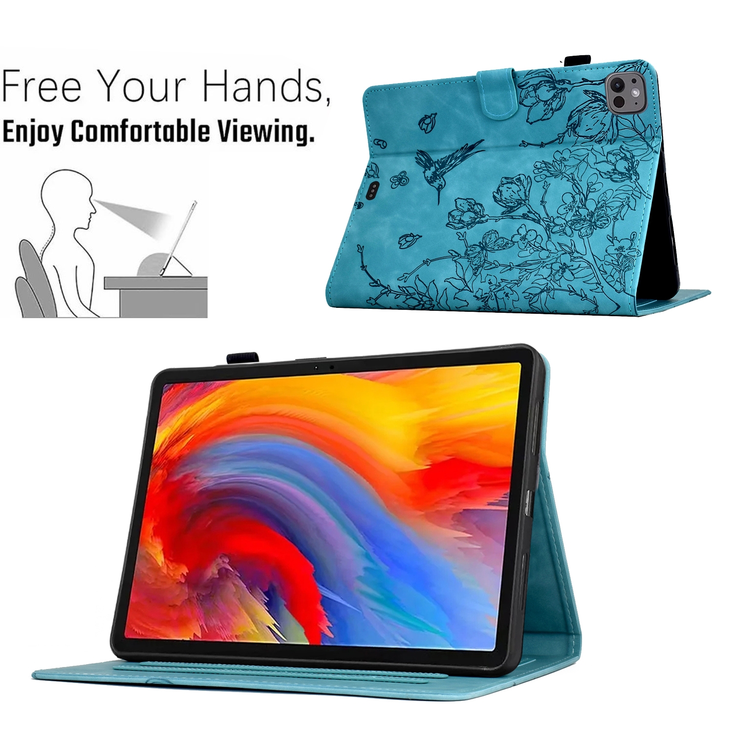 Bescherm-Etui Hoes Map voor Apple iPad Air 11"   -   Kolibrie  -  Groen