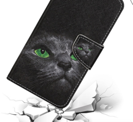 BookCover Hoes Etui voor Samsung Galaxy A14  -    Kat - Eyes  - Zwart