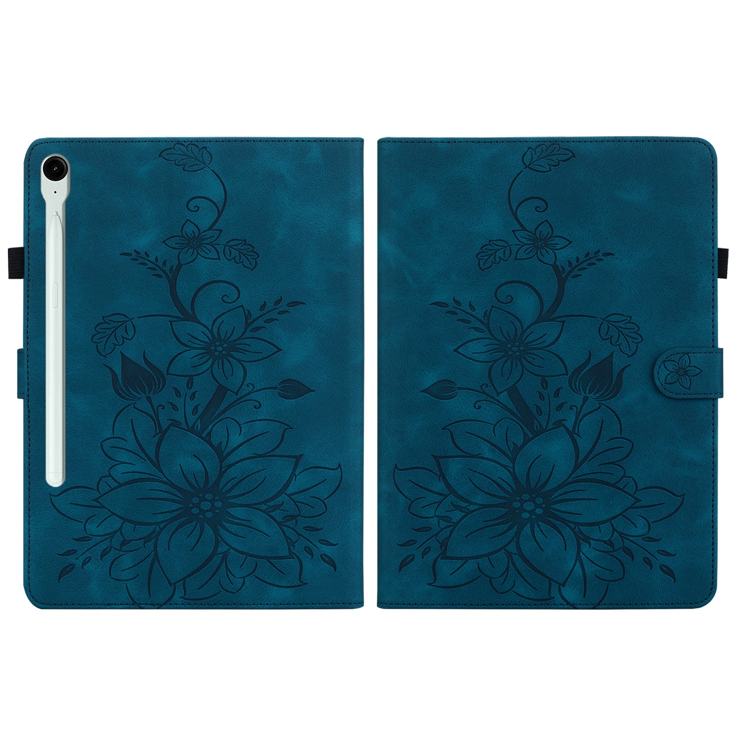 Luxe Bescherm-Etui Hoes Map voor Samsung Galaxy Tab S9 FE  -  S10 FE  -  10.9"  -    Lelie  -  Blauw