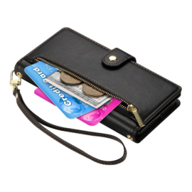 Luxe 7-Pas Portemonnee - Etui  Hoes Tas voor iPhone 17   - Met Schouder - Draagkoord -  Zwart