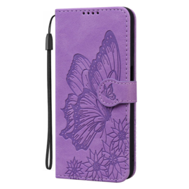 BoekCover Etui Hoes voor Samsung Galaxy S26 PLUS  -   Paars   -  Vlinder  - Reliëf