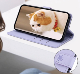 BookCover Hoes Etui voor Samsung Galaxy A56 - A36  -  Cartoon Cats  - Lila   - Reliëf