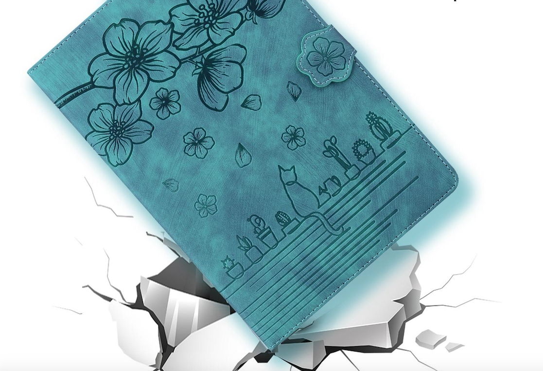 Bescherm-Etui Hoes Map voor Xiaomi Redmi Pad SE 11 2025  -   Bloemen en Kat -  Groen