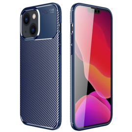 Luxe TPU Carbon  Bescherm-Hoes  voor iPhone 14 PLUS  6.7  Blauw