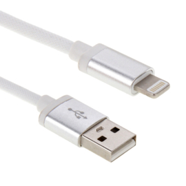 Lightning Oplader en Data USB Kabel voor iPhone - iPad   20cm     Wit - Zilver