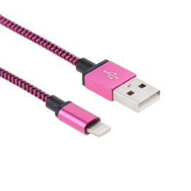 Luxe Metalen Lightning Oplader - Data USB Kabel voor iPhone - iPad  3m  Roze