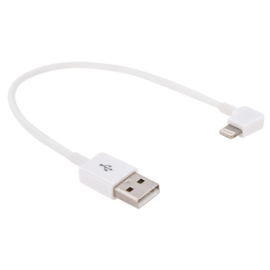 Hoek - Lightning Oplader en Data USB Kabel voor iPad - iPod - iPhone  10cm.