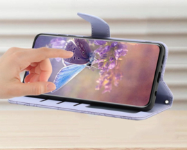 PU BoekCover Hoes Etui voor Samsung Galaxy A57  -   Lila-Paars  -  Vlinders