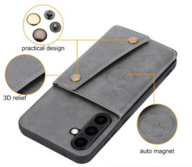 PU Bescherm-Hoes Cover met 4 Pas-vak voor Samsung Galaxy S26 PLUS - Blauw