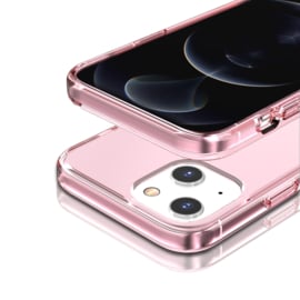 Transparant Hard-Cover Bescherm-Hoes + Screenprotector voor iPhone 13 - iPhone 14 Roze