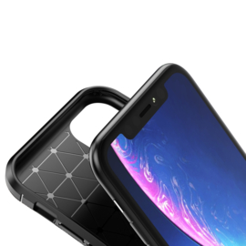 Luxe TPU Carbon  Bescherm-Hoes  voor iPhone 12 Mini    Zwart