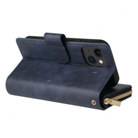 Luxe BookCover - 9 Cards - Wallet Etui voor iPhone 15  -  Blauw