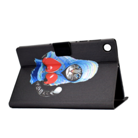 Luxe Bescherm-Etui Hoes Map voor Samsung Galaxy Tab A9 Plus - 11 -    "Boxing Cat". Zwart