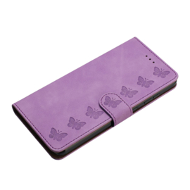BookCover Hoes Etui voor Apple iPhone 17  -  Vlinders   -  Paars   -  Reliëf