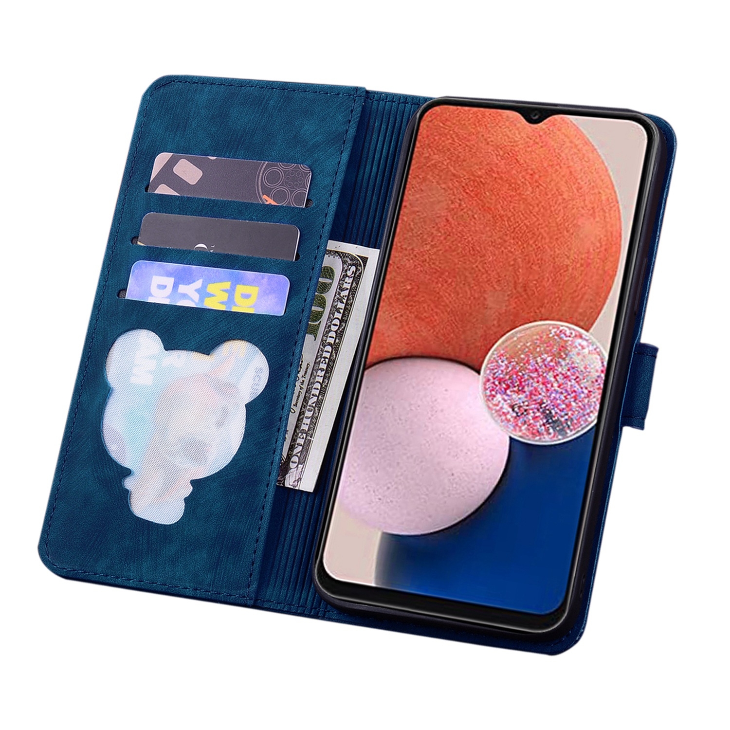 BookCover Hoes Etui voor Samsung Galaxy A35 - A55  -  Blauw  - Bloemen Kat - Reliëf