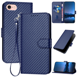 Luxe BookCover Hoes Etui voor iPhone SE 4 - 2024     Blauw  - Carbon