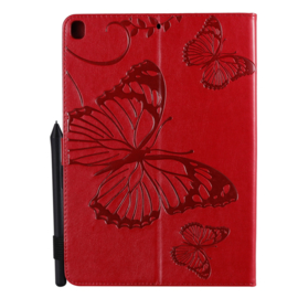 Luxe Bescherm-Etui Map voor iPad 10.2 - iPad Air 10.5  - "Vlinder"  Rood