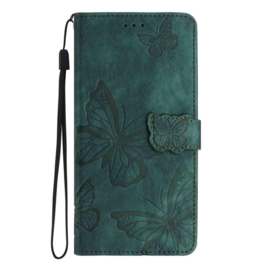 BoekCover Hoes Etui voor Samsung Galaxy A37 - A36 - A56 -  Groen  -  Vlinders -  Reliëf