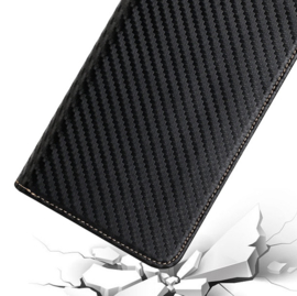 Luxe BookCover Hoes Etui voor iPhone 16    Zwart-Carbon