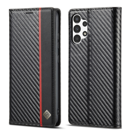 Luxe BookCover Hoes Etui voor Samsung Galaxy A13 - 4G   Zwart-Rood-Carbon *2
