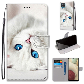BookCover Hoes Etui voor Samsung Galaxy A12    Witte Kat