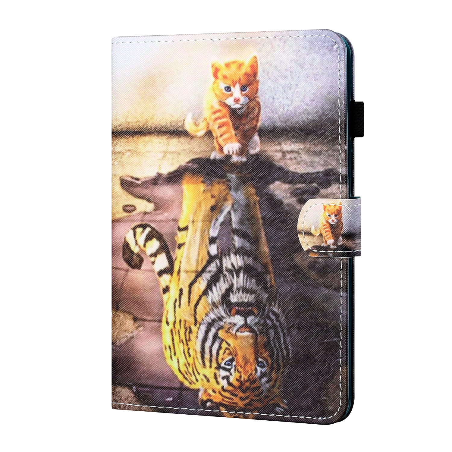 Bescherm-Etui Hoes Map voor Samsung Galaxy Tab A9 Plus - 11 -  Kitten-Tijger - Schilderij-stijl