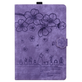 Luxe Bescherm-Etui Map voor iPad Pro 11 - 2024 -  Paars - Kat op Muurtje