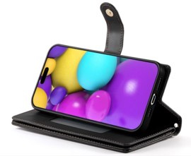 Luxe Portemonnee - Etui  Hoes Tas voor iPhone 16 PRO MAX - Met Schouder - Draagkoord -  Zwart