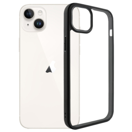 Slim Clear TPU Bescherm-Hoes Skin met Screenprotector voor iPhone 15    Zwart - Transparant
