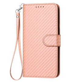 Luxe BookCover Hoes Etui voor iPhone SE 4 - 2024    Roze  - Carbon