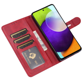 Luxe BookCover Hoes Etui voor Samsung Galaxy A56 - A36  -  Rood   - Kat  - Reliëf