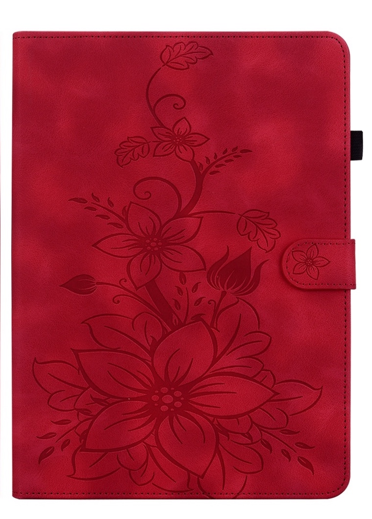 Luxe Bescherm-Etui Hoes Map voor Samsung Galaxy Tab S9 FE  -  S10 FE  -  10.9"  -    Lelie  - Rood
