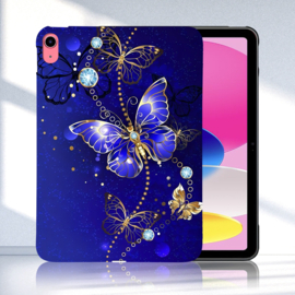 TPU Flex Bescherm- Hoes Cover Skin voor iPad 10   -  Vlinders - Blauw