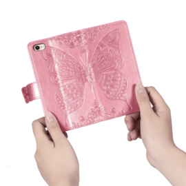 Boek-Cover Hoes Etui voor iPhone SE  - iPhone 7 - 8 -   Roze    -   Vlinder Relief