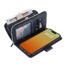 Luxe BookCover - 9 Cards - Wallet Etui voor iPhone 15 PRO  -  Blauw