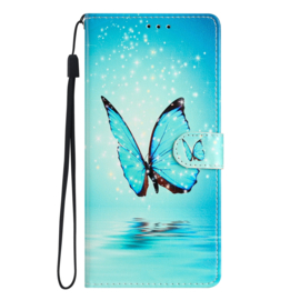 BoekCover Hoes Etui voor Samsung Galaxy A36  -  A56   -  Vlinder - Blauw