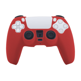 Leer-Look Silicone Hoes / Skin voor Playstation 5 - PS5 Controller   Rood
