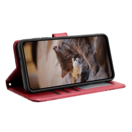 BookCover Hoes Etui voor Samsung Galaxy S25 FE   Rood  - Katten op muurtje - Reliëf
