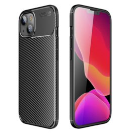 Luxe TPU Carbon  Bescherm-Hoes  voor iPhone 13       Zwart