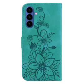 BoekCover Etui Hoes voor Samsung Galaxy S26  -  Turquoise   -  Lelie  - Reliëf - v1